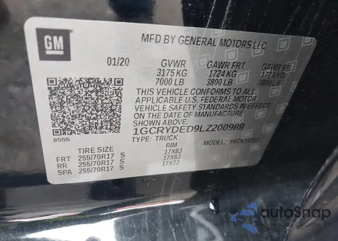 2020 Chevrolet Silverado 1500 4Wd Double Cab Standard Bed Lt z USA, uszkodzony, nr VIN 1GCRYDED9LZ200989